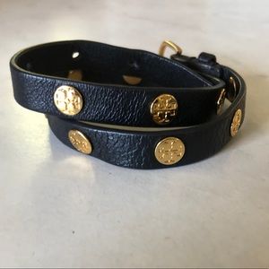 Tory Burch Double Wrap Logo Stud Bracelet